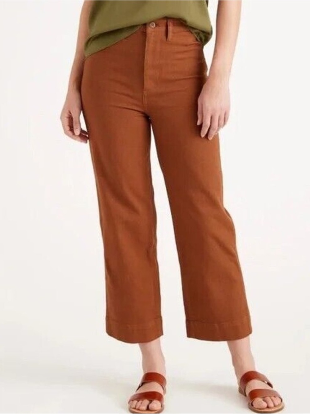 Quince Stretch Cotton Twill Wide-Leg Crop Pant High Rise